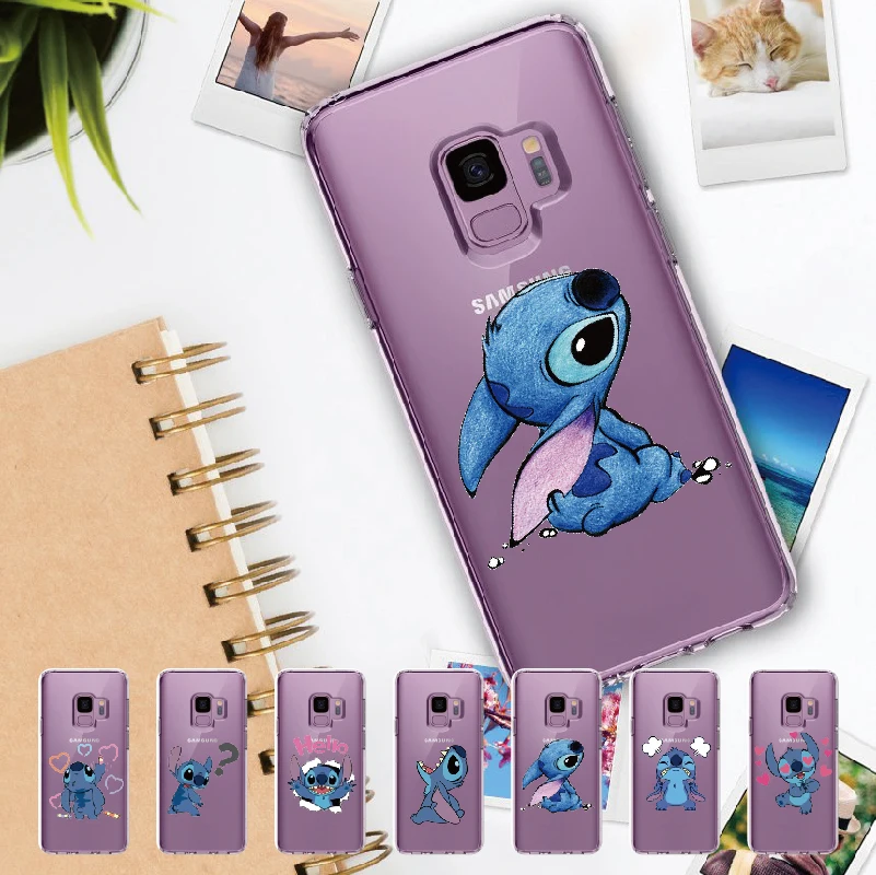 

Cute Stich Cartoon Lover For Samsung Galaxy Note 8 9 10 A7 A8 S8 S9 S10 Plus Soft TPU Crystal Slim Protective Clear Case