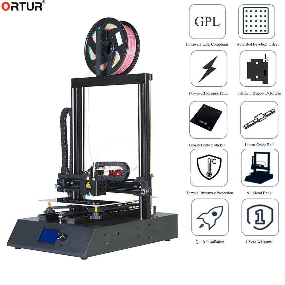 Ortur-4, 3d принтер, линейная направляющая, высокоскоростной 3d принтер Prusa I3, обновление, обновление, выключение питания, большой размер печати 260*310*305 мм