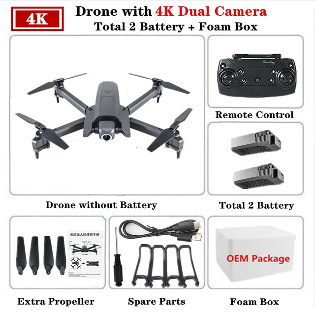 Радиоуправляемый Дрон с 4K HD камерой WiFi FPV Квадрокоптер 106 высокое удержание складной рычаг инопланетянин Вертолет VS E58 R8 SG106 Дрон игрушка - Цвет: 4K camera FB 2B