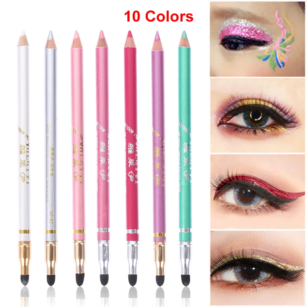 10 цветов двойной карандаш для глаз с губчатой головкой блестящие перламутровые тени для век Матовая подводка для глаз макияж подводка для глаз ручка