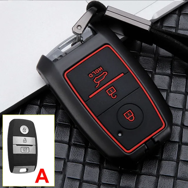 A black red Оцинкованный сплав+ силиконовый автомобильный чехол для дистанционного ключа для Kia Ceed Rio 3 4 Sorento Cerato Sportage 4 Ceed Optima Soul - Название цвета: A black red