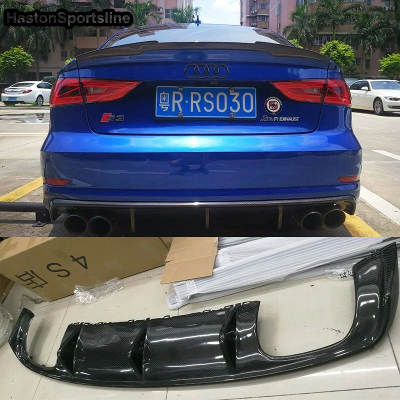 Задний диффузор S3 из углеродного волокна подходит для Audi RS3 S Line Sedan Sportback 2014 ~