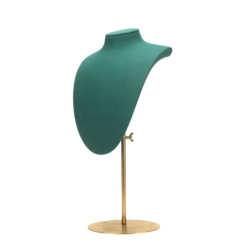 

Fashion Green Female Mannequin Portrait Microfiber For Jewelry Organizer Pendent Long Chain Necklace Display Stand Showcase Rack