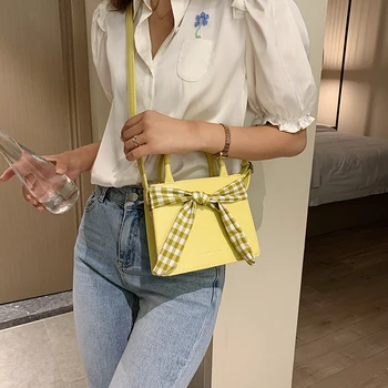 

Fashion PU leather Plaid Bow design luxury women's handbag bags for women 2020 bolsos para mujer purses and handbags sac a main