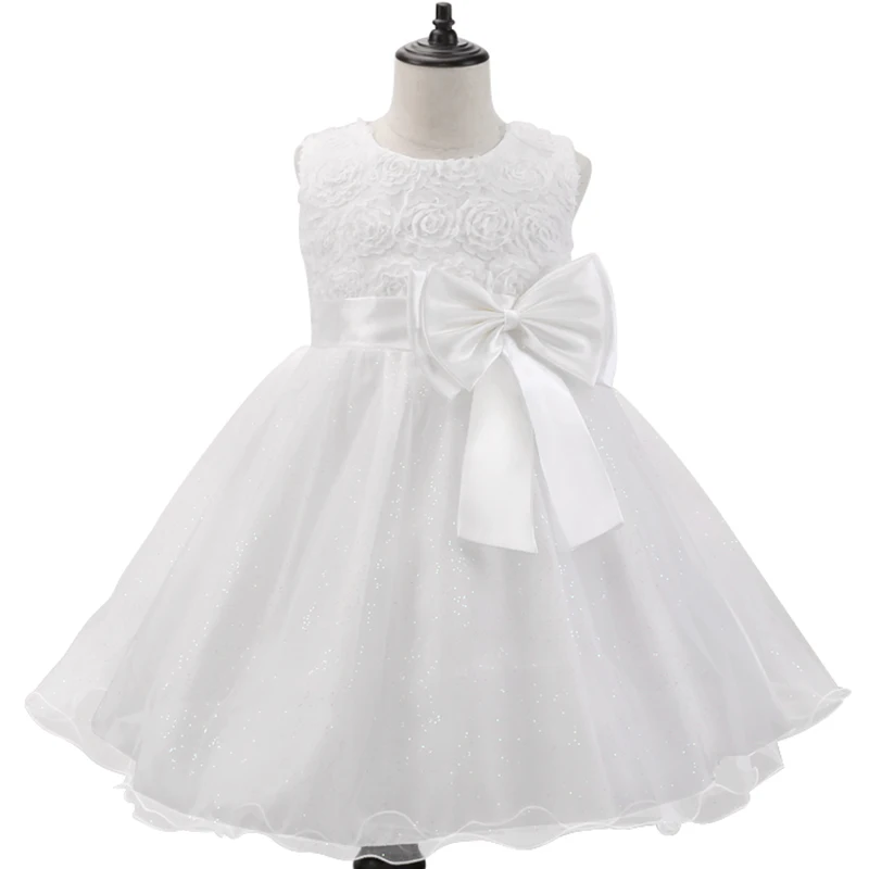 Рождественское платье-пачка принцессы с цветочным рисунком для девочек; детская одежда на заказ; детское платье для дня рождения, свадьбы, вечеринки; платья для От 3 до 12 лет девочек - Цвет: White