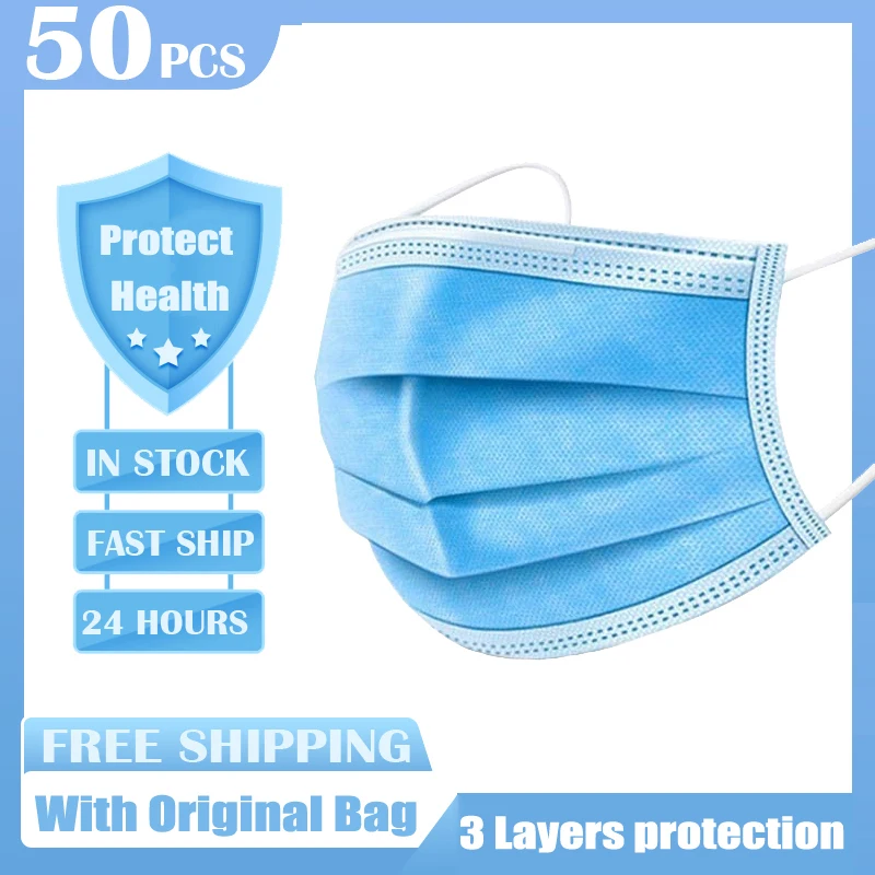 

Anti-Pollution 3 Layers Mask Dust Protection Face Masks Disposable Elastic Ear Loop Disposable Dust Filter Safety KN95 In Stock