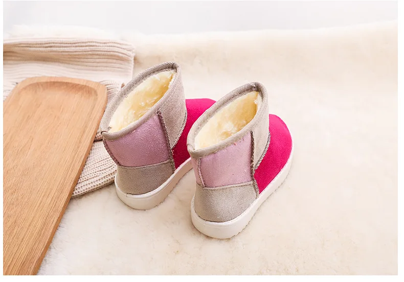Children Lovely Candy Color Suede Splicing Snow Boots for Boys Girls Thickening Fur Warm Non Slip Comfortable Winter Kids Boots