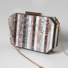 Акриловый клатч, Женская сумочка, Свадебный клатч, кошелек и сумочка, Модный узор в полоску, лоскутные вечерние сумки на плечо, ZD1392