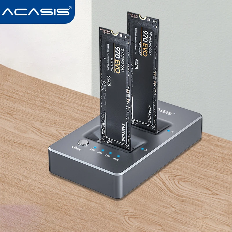 US $96.94 Acasis NVME Dual Bay Enclosure Clone Docking Station M2 to Type C USB31 Gen2 hard disk box External for M2 SSD Key M SSD