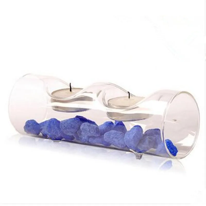 Candlelight Dinner Romance Two Holes Glass Candle Holder Home Decoration Wedding Event Decorative Props Friend Gift