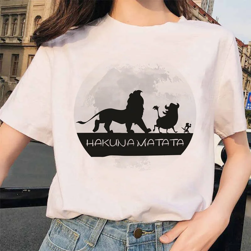 Kawaii забавные хакуна матата футболки женские летние с коротким рукавом Король льва женские футболки Повседневная футболка Femme