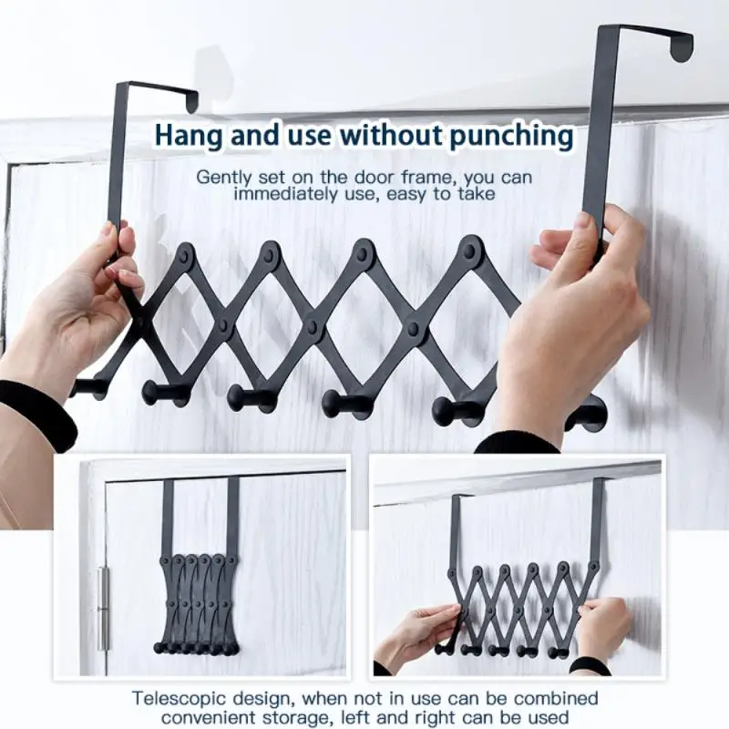 

Stainless steel retractable door rear hook, bathroom black hook, bedroom storage rack, retractable row hook