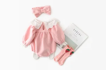 

romper for baby solid peter pan collar infant clothes thick cotton wimter baby romper long sleeve jumpsuits
