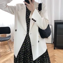 Women's Suit Jacket White Suit Spring and Autumn Suit Office Lad, Elegant and Fashionable Korean Style Jacket Temperament Blouse