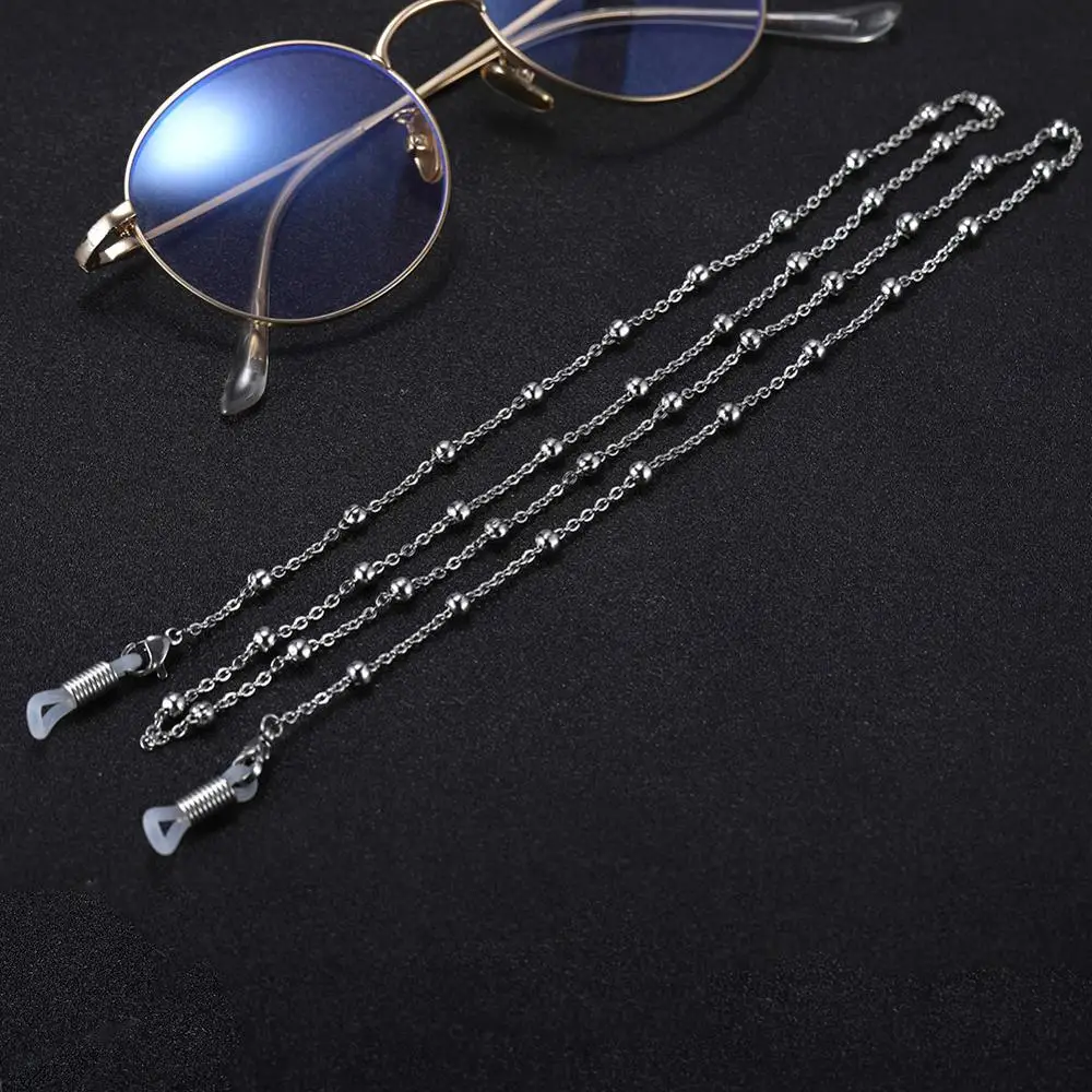Skyrim Stainless Steel Chain for Glasses Women Cross Heart Beaded Sunglasses Chains Lanyard Neck Strap Eyewear Cord Mask Rope 5