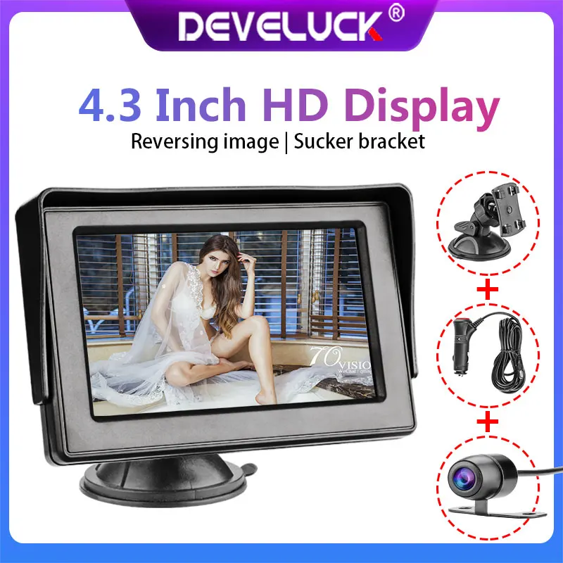 

4.3" TFT LCD Car Monitor Display Cameras Reverse Camera Parking System for Car Rearview Monitors reverse image NTSC PAL 12V-24V