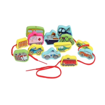 

Puzzle Farm Traffic Letters Animal Beaded Toy Children's Wooden Threading Stringing Beaded Toy
