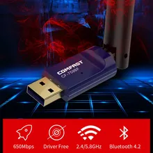 Comfast CF-759BF 5 ГГц 802.11ac BT 4,2 Бесплатный драйвер USB Wifi адаптер 650 Мбит/с Wi Fi Ethernet Сетевая карта Lan Dongle Wi-Fi антенна