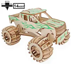 Монстр грузовик лазерное издание отправить рекламу запись 3D деревянные 3D головоломки модель головоломки DIY модель