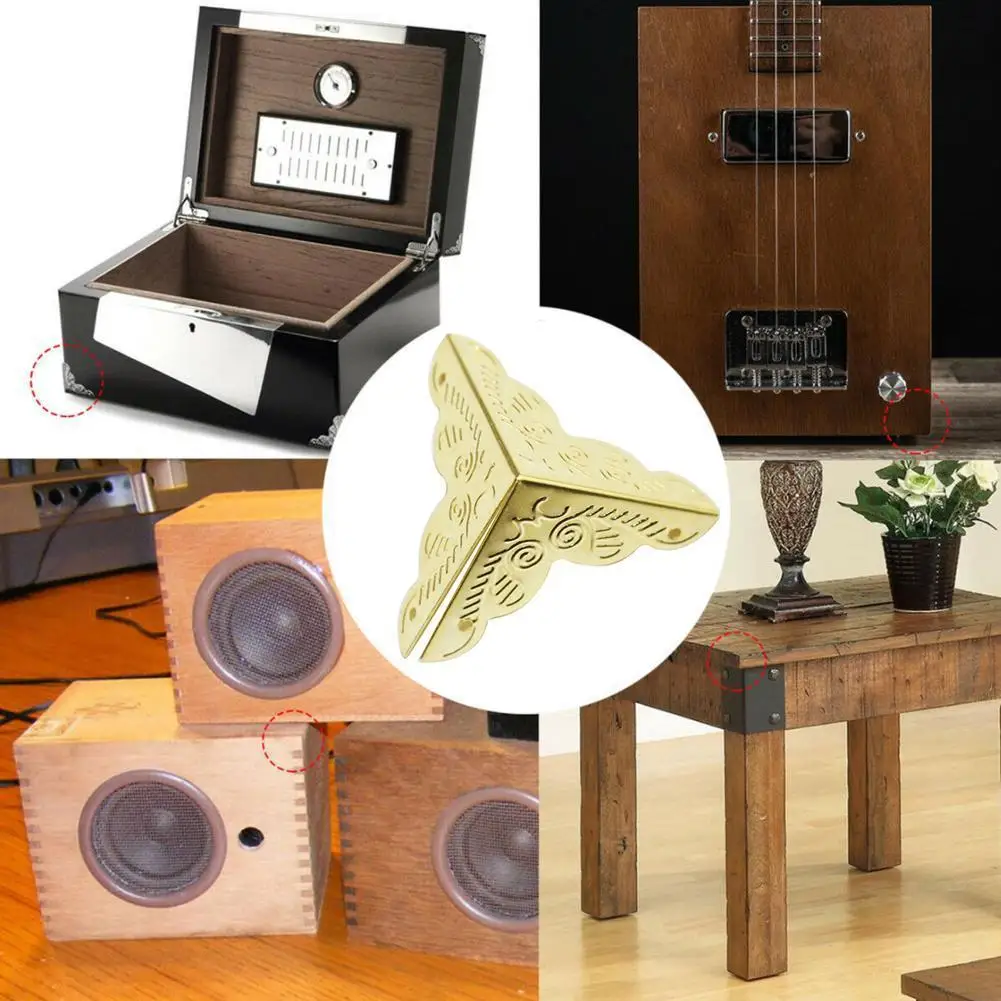 

4 PCS Iron Edge Cover For Household Metal Decorative Classic Corner Protectors Printing Box Jewelry Guard W9T6