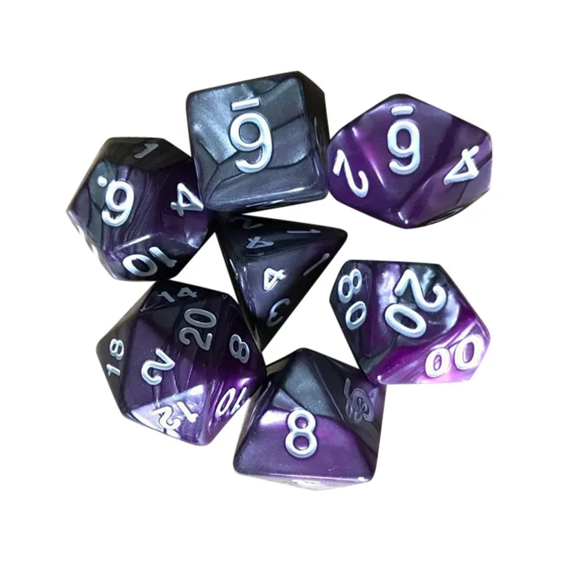 7Pcs two-color multi-faced dice set  game polyhedron multi-faceted acrylic dice dados rpg dice кубики игральные 30A19 (10)