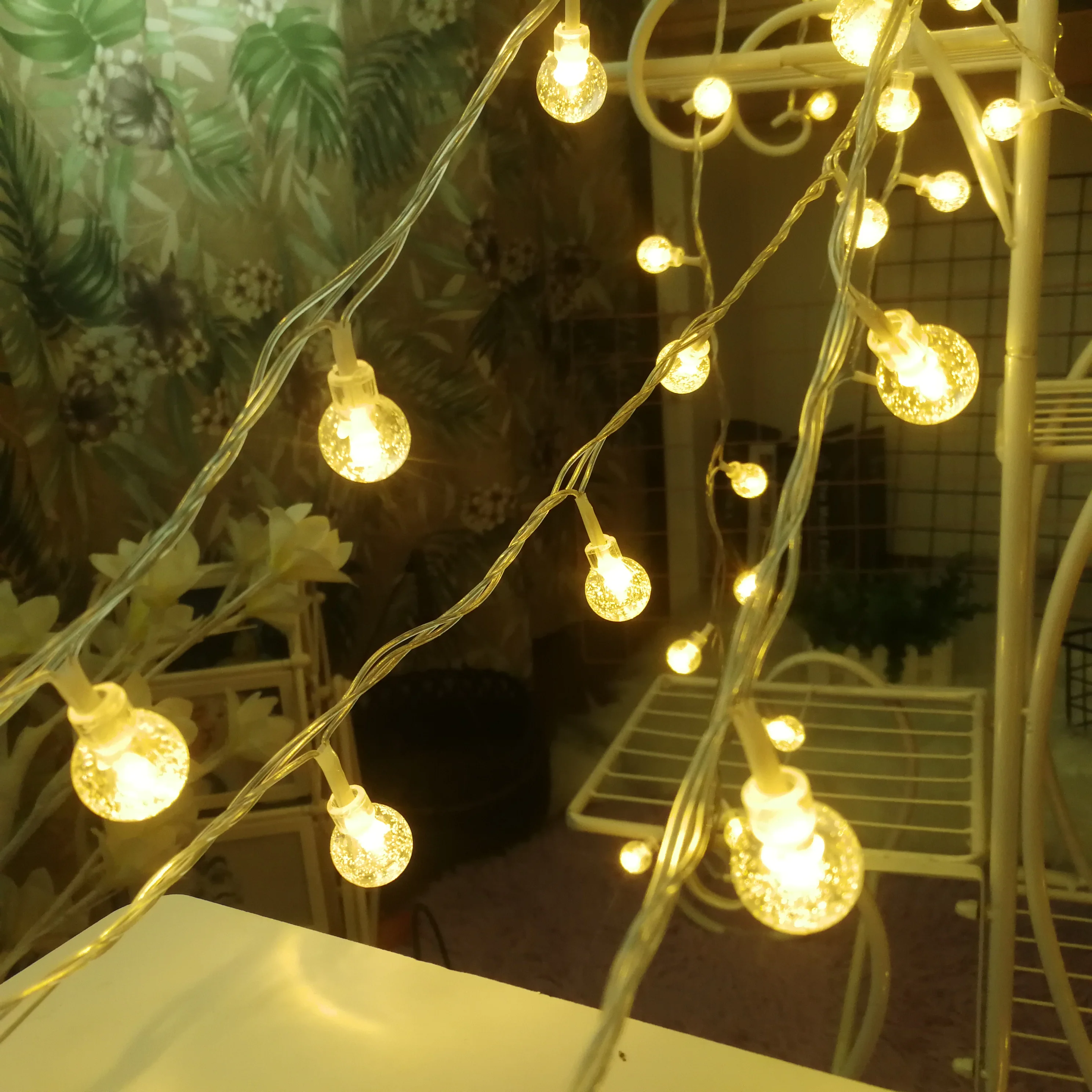 

Battery 220V EU Plug Power Twinkle LED Crystal Ball Bubbles Lights String Fairy Garland Wedding Holiday Party Decoration Xmas