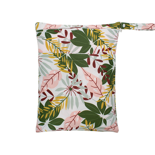Baby Nappies Bag Printed Wet Dry Nappy Zipper Handbag Stroller Accessories For Baby Diapers Nappies Bag Reusable
