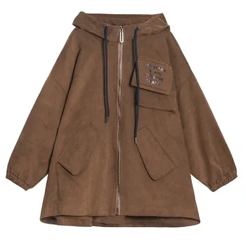 

Autumn Winter Women Oversize Fleece Thicken Hooded Baseball Windbreaker Jacket Female Streetwear Plus Size Cargo Coat Outerwear