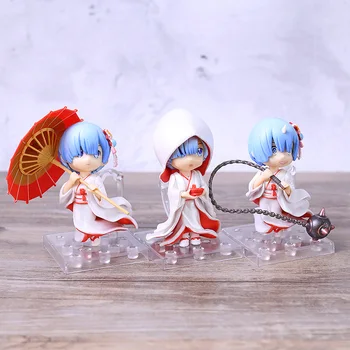 

Anime 10cm 3pcs/set Cute Re : Life in a Different World From Zero Rem White Kimono Bride Ver. Action Figure Model Toys