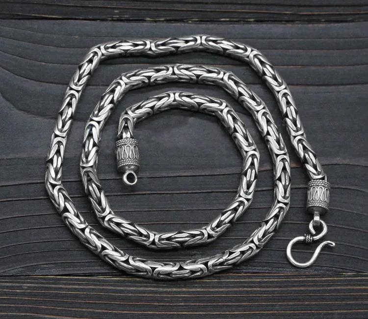 S925 серебро Ping шаблон грубая агрессивная Мужская ожерелье, дизайн преувеличенный свитер цепи, 6 мм* 60 см