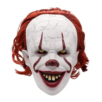 

New Stephen King's It Mask Red Hair Latex Joker Mask Clown Mask Halloween Cosplay Costume Party Props
