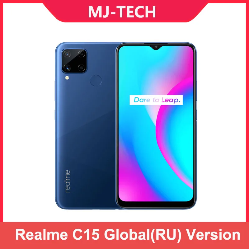 Realme C15 (Россия) 4 Гб Оперативная память 64 Встроенная 6000 мА/ч большая Батарея Quick Charge