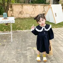 Платье принцессы в Корейском стиле для девочек весенние модные хлопковые платья для девочек От 1 до 6 лет, PP793