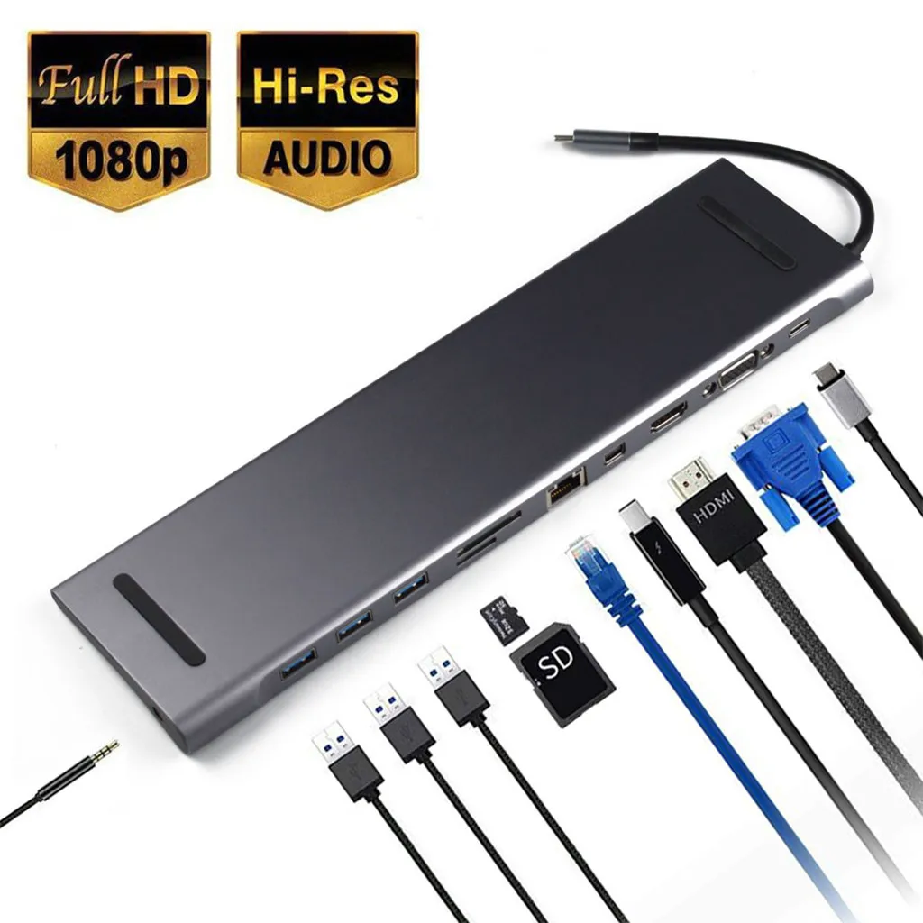 1000 Мбит/с type-c концентратор HDMI адаптер-концентратор USB type c к HDMI 4K VGA 11 в 1 с DP для Mac; ОС Windows; Linux; Android# G2