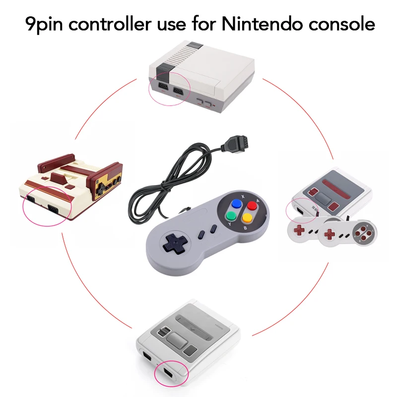 2M Wired 9 Pin Universal Game Controller For TV Video Game Console Drop Shipping for SNES/NES Gaming Controller