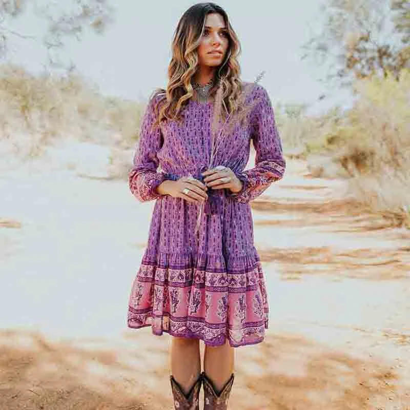 bohemian knee length dress