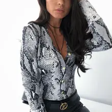 Женские рубашки с принтом змеиной кожи, Женские кимоно, топы, блузка с длинным рукавом и отложным воротником, элегантные женские повседневные блузки, облегающие Топы