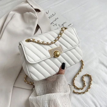 

Chain Small Pure Color Pu Leather Shoulder Crossbody Bags Women Fashion New 2020 Handbag Women High Quality Handbags And Purses