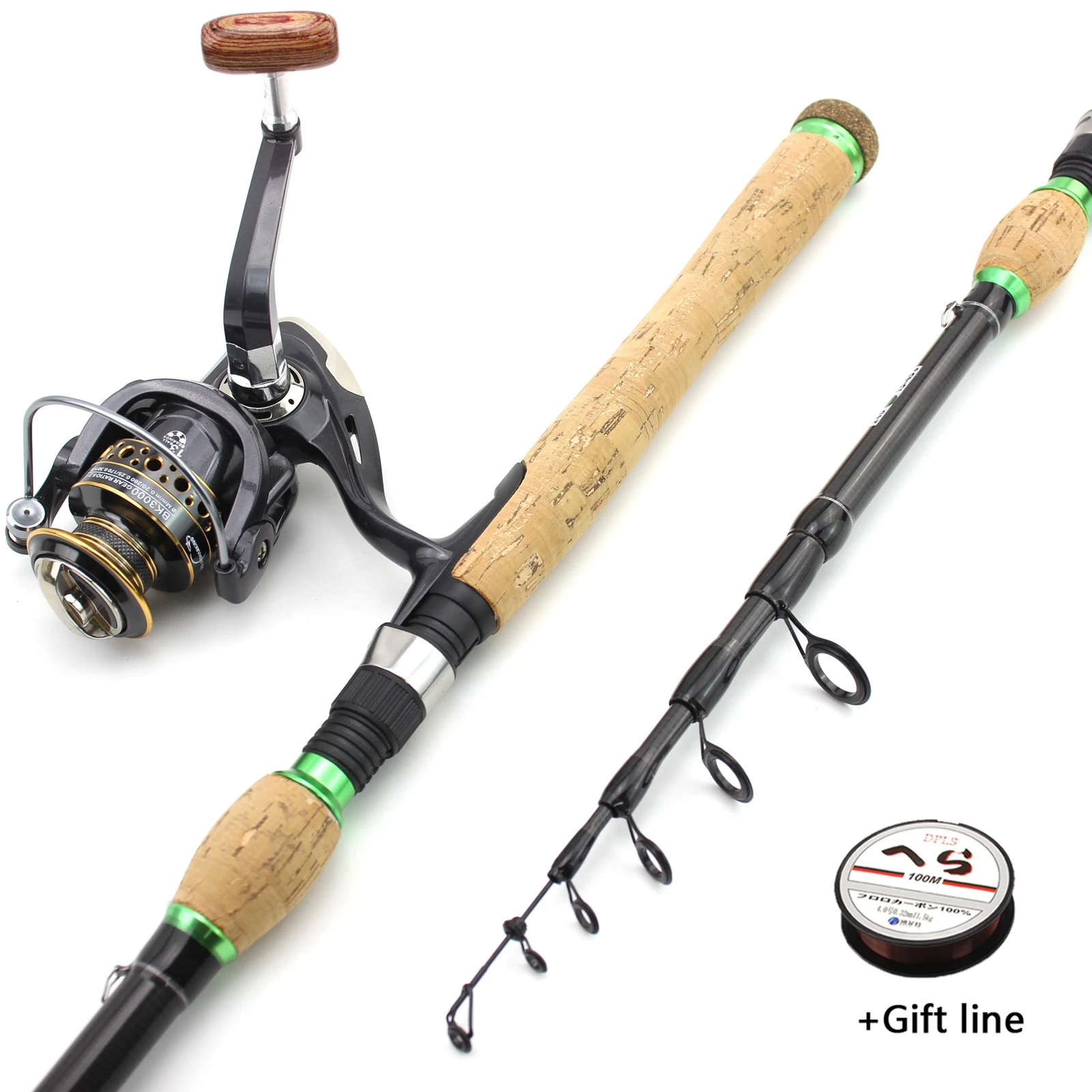 1.8M-2.7M carbon telescopic fishing rod cork handle lure Trout Spinning Rod  Reel Combos Super hard long shot Trout Rod Portable - AliExpress