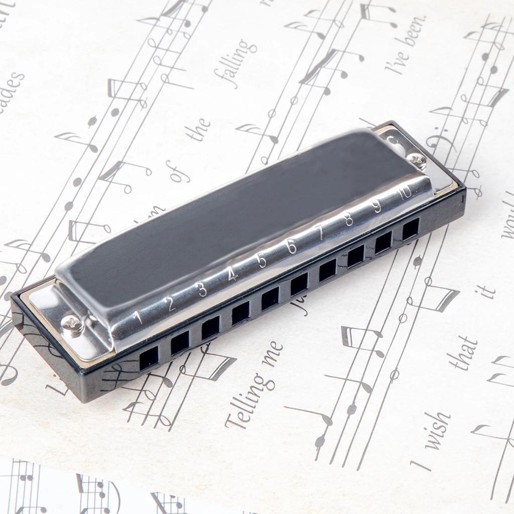 Excellent Harmonicas 10 Holes 20 Tone C Key Harmonica Silver Color Blues Jazz Rock Folk Music Musical Instrument Diatonic Harp