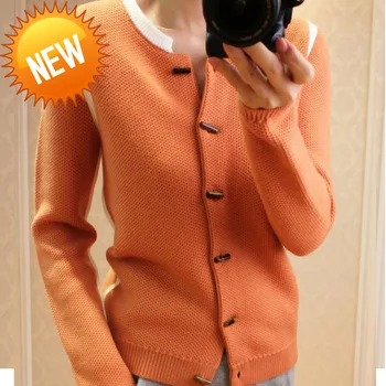 

autumn spring new round pure cashmere cardigan women short paragraph color fashion knit sweater female small coat