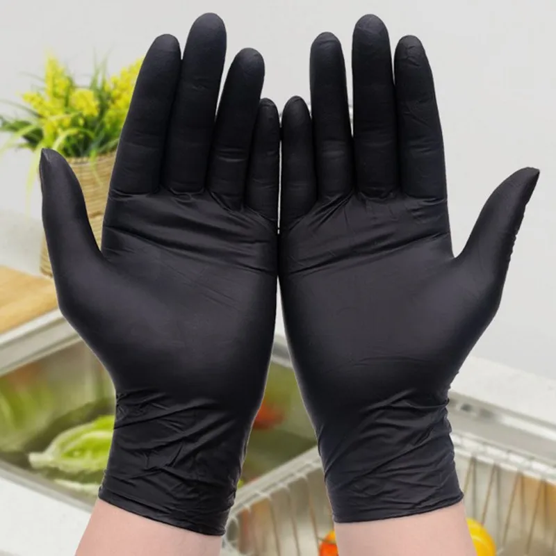 Черные одноразовые нитриловые перчатки хозяйственные для уборки лабораторные