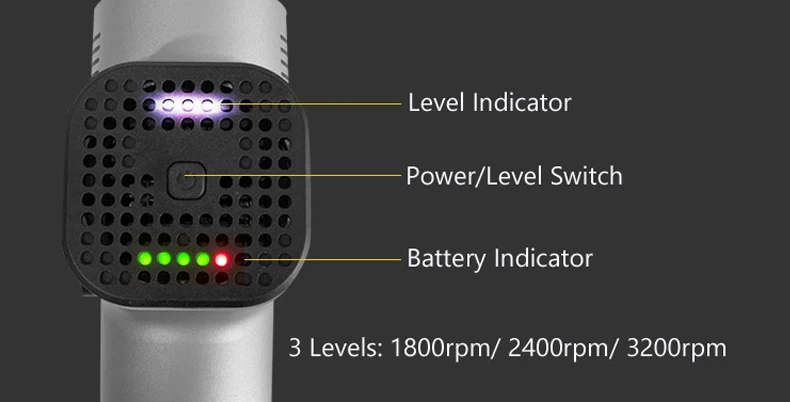 Ручной перкуссионный массажный пистолет глубокий массаж для боли в мышцах и жесткости массаж Электрический расслабляющий режим 3 скорости серебристый