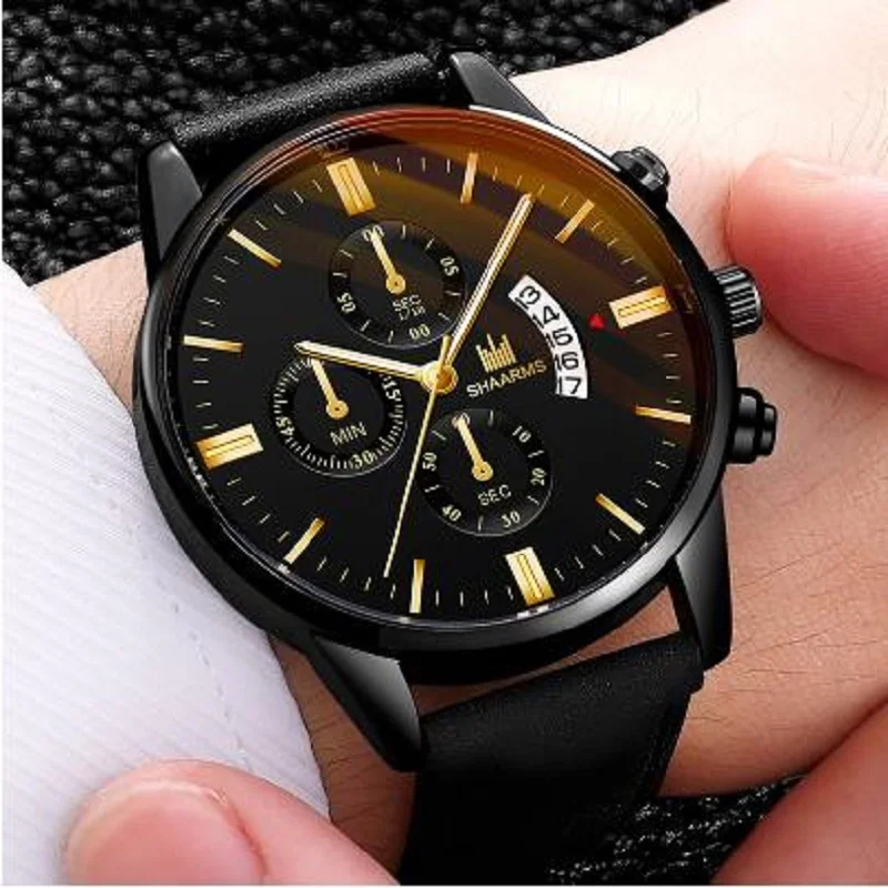 2021 Relogio Masculino Watches Men Fashion Sport Stainless Steel Case Leather Strap Watch Quartz Business Wristwatch Reloj Hombr