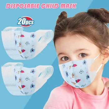 

20pc Child Face Mask Kids Face Mask 3 Layer Fabric Cartoon Masks Fashion Mouth Face Shield For Chidlren Masques Jetables