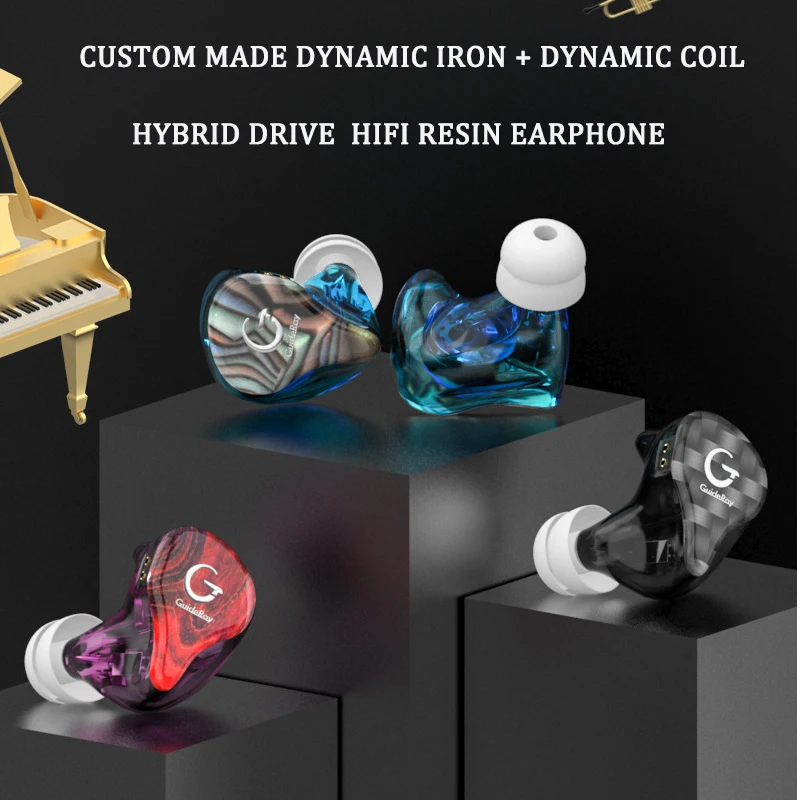 НОВЕЙШИЕ Наушники GuideRay серии GR-i DD+ BA Hybrid Hi-Fi в уши с кабелем 0,78 мм GR-i18/GR-i58/GR-i68 типом с микрофоном