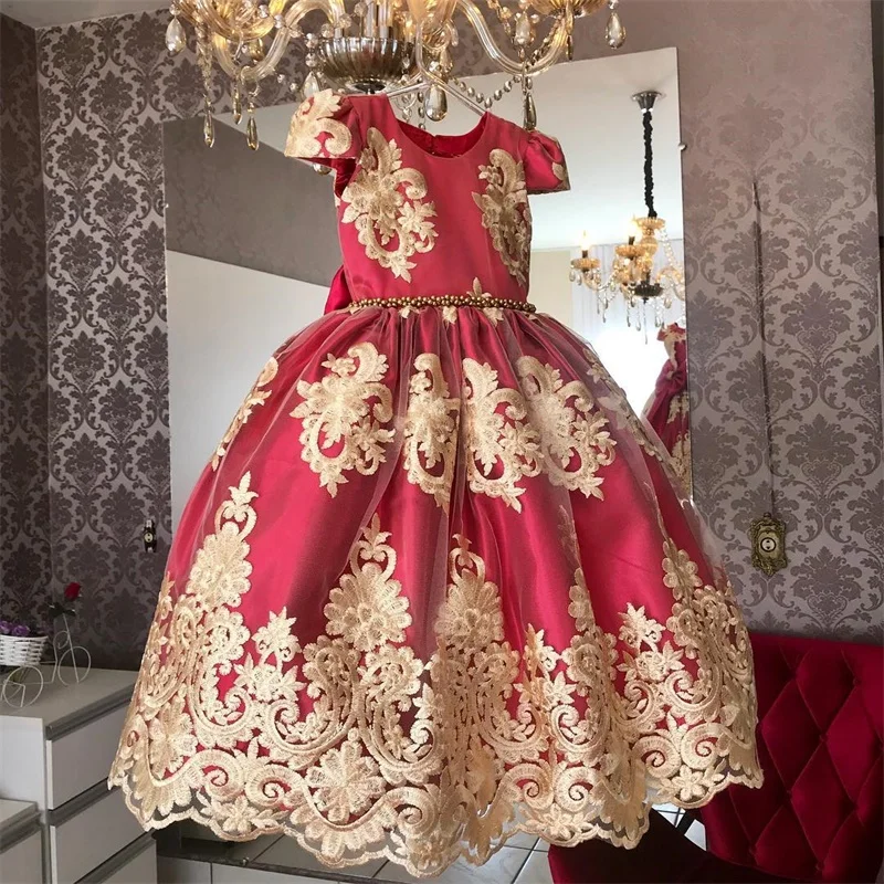Princess Party Dress Baby Girl Clothes Flower Lace Dresses for Girls Yellow Print Birthday Clothes Cute Children Clothing girls dress princess costume kids clothes