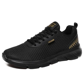 

Fashion Sneakers Slip On Shoes For Men Platform Black Breathable Comfortable Running Mesh Shoes Flat Shoes