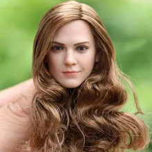1/6 Scale Female Figure Head Emma Watson Smile Woman Head Model with Long Curls Hair Model for 12' Body