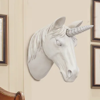 

Resin Animal Head Art Sculpture Deer Unicorn Mural Wall Hanger Wall Ornament Craft Statues Vintage Home Decorations